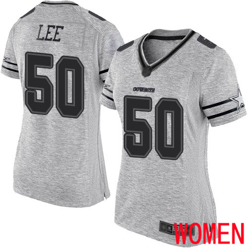 Women Dallas Cowboys Limited Gray Sean Lee #50 Gridiron II NFL Jersey->nfl t-shirts->Sports Accessory